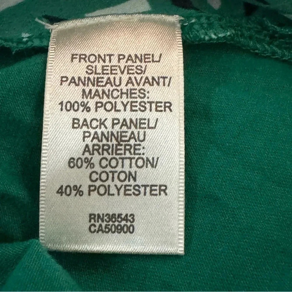 Van Heusen M Medium Shirt Top Green Geometric Short Sleeve Split Scoop Neck - Picture 6 of 7